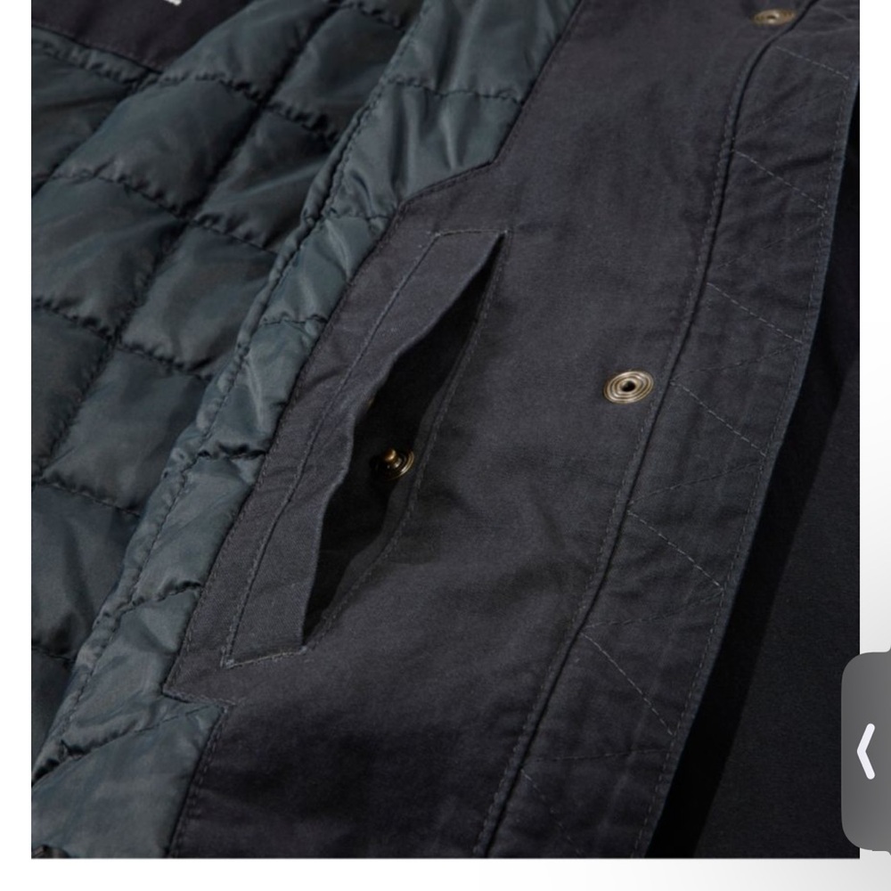 NWT 100% Organic Cotton L.L. Bean Black Coat Parka Removable Faux Fur Trim Hood - Picture 9 of 11